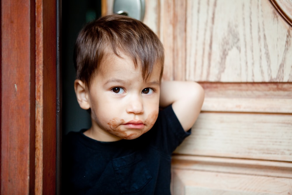 boy staring at right side