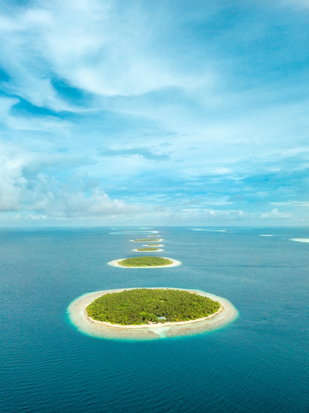 Photographie aérienne d’îlots verts