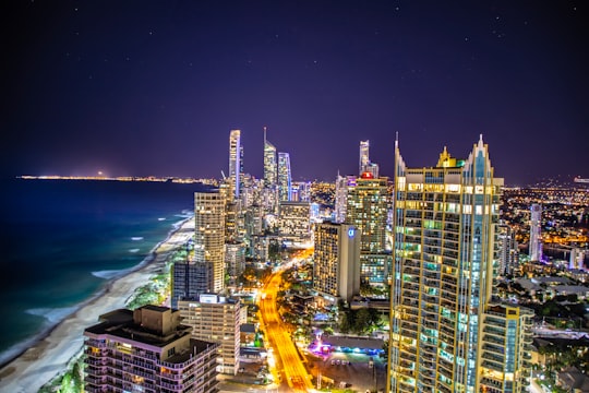 area photography of lighted high rise building in Surfers Paradise Australia