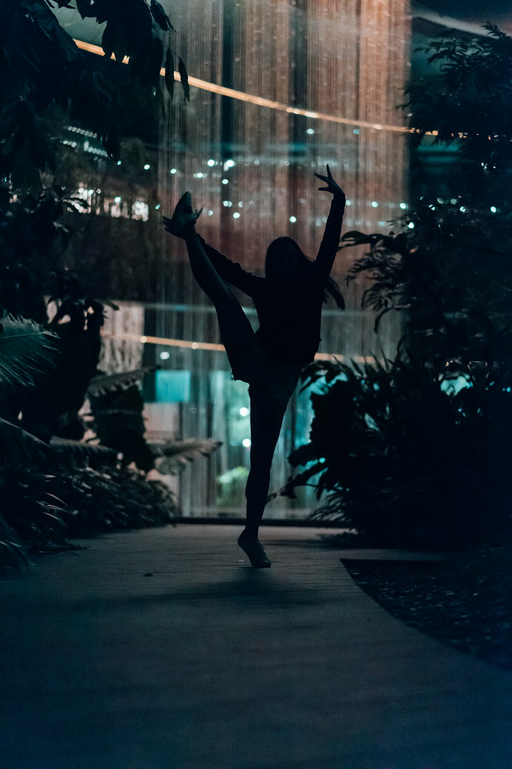 woman standing using her left feet