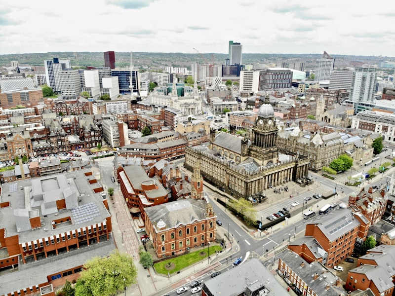 Aerial view of Leeds city centre
