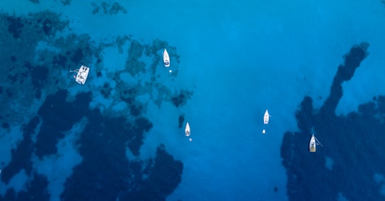 aerial photo of sailboats in Formentera Spain