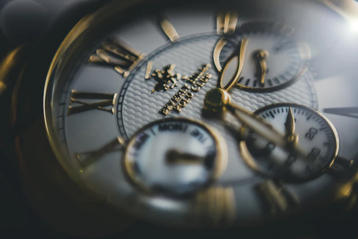 Macro shot of a chronograph watch