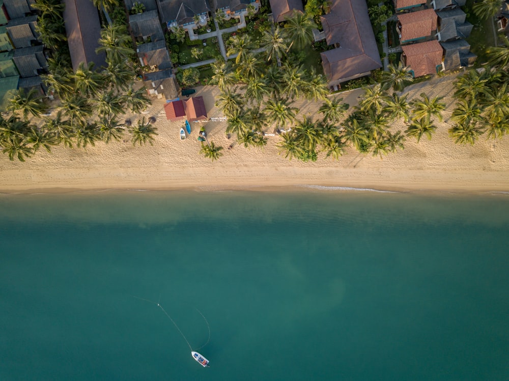 aerial photo of body of water with boat during daytime