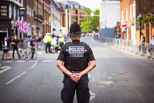 Police standing on road in Windsor United Kingdom