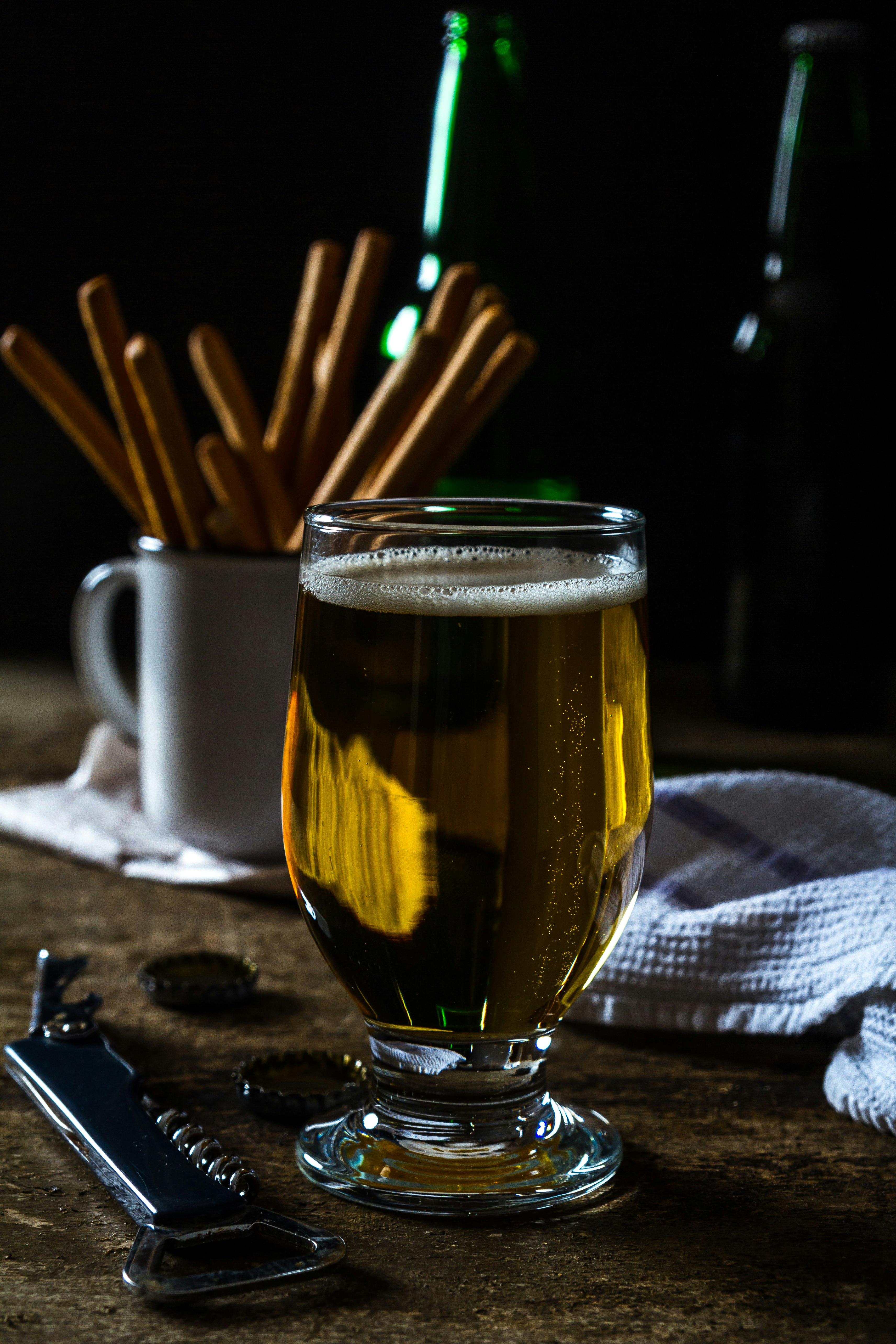 clear short-stem glass on table