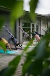 woman doing exercise routine