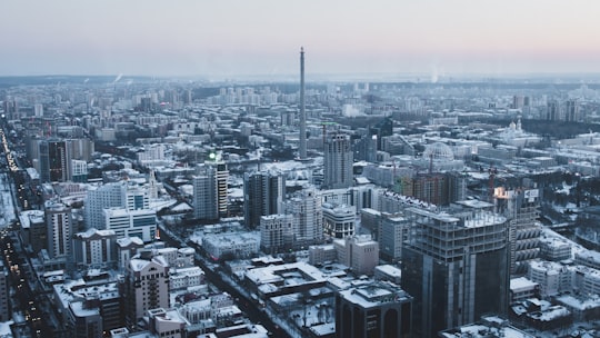 bird's eye view of city buildings in Yekaterinburg Russia