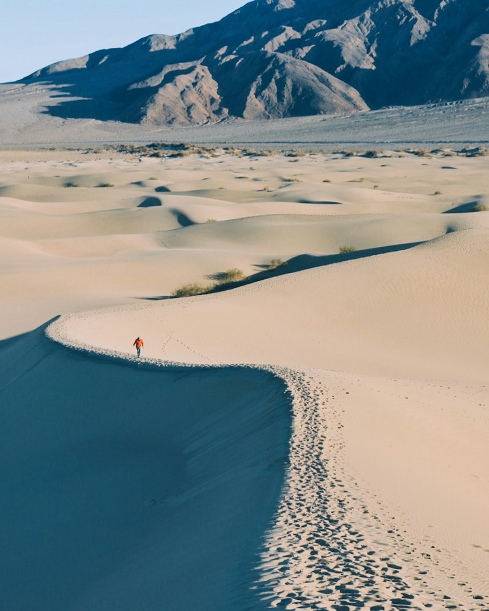 man walking on desert