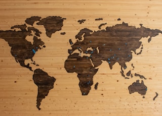 brown wooden map board