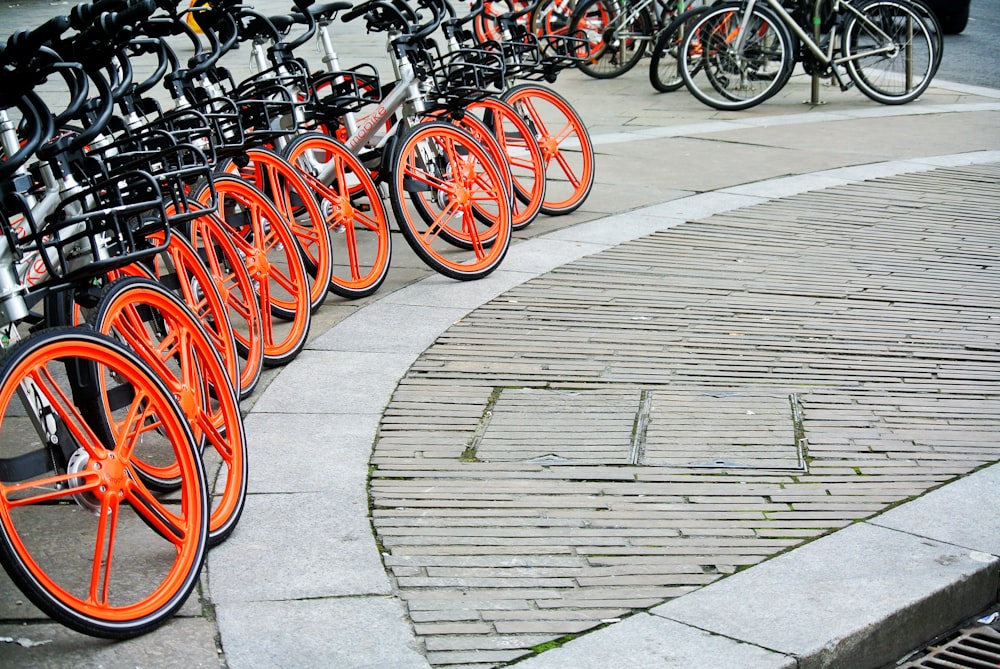 black bicycles parking