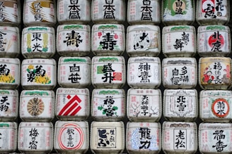 assorted-color kanji script text case