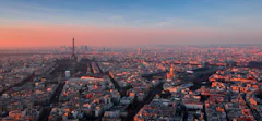 Paris skyline with the Eiffel Tower at golden hour