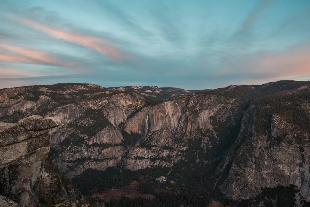 aerial photography of mountain range