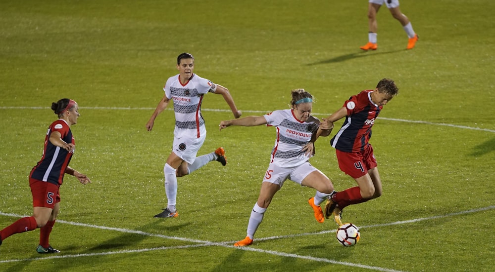 women's playing soccer