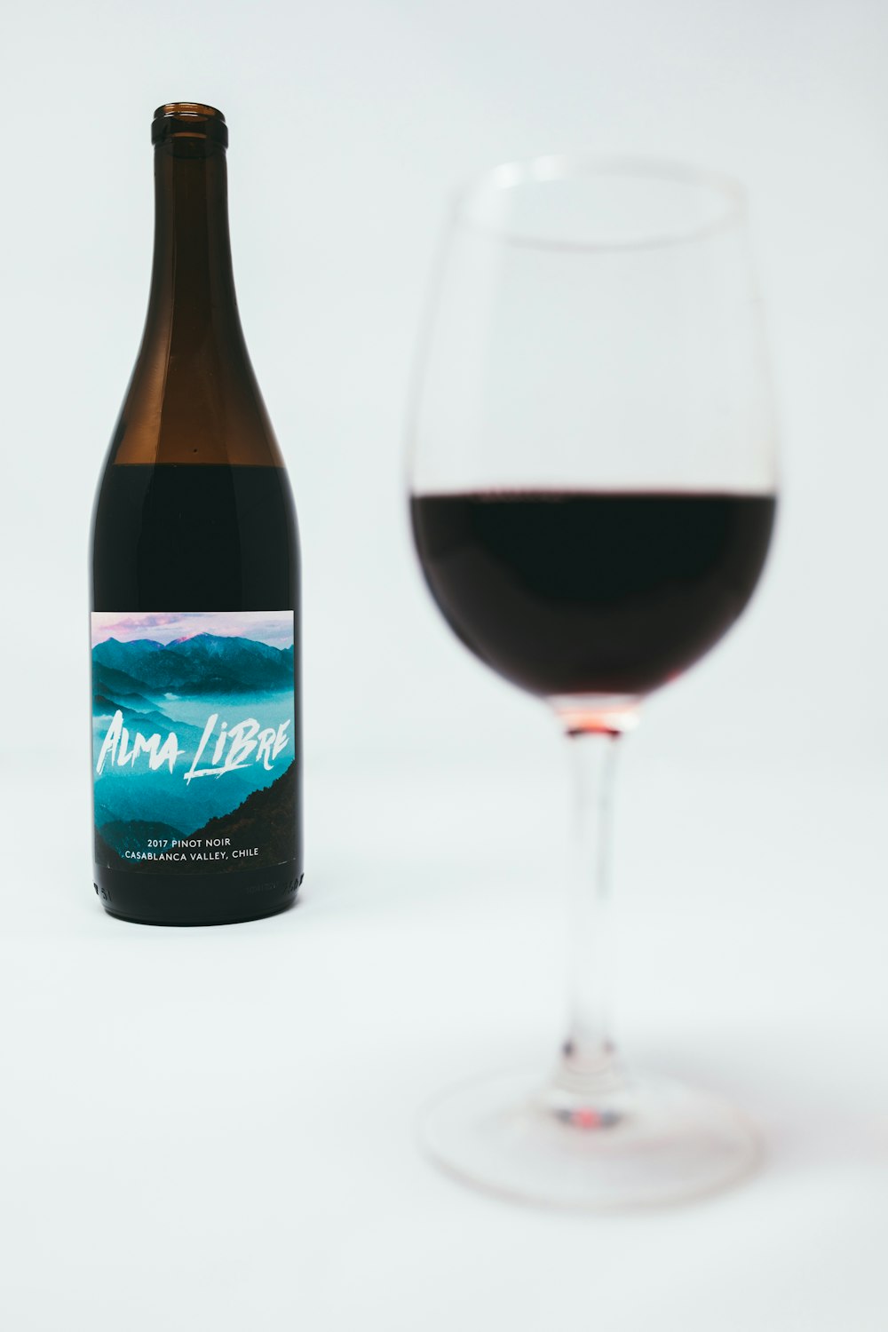 Alma Libre wine bottle near wine glass