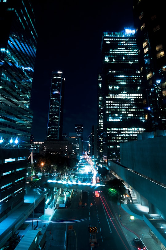 aerial photo of city street during nighttime in Downtown United States