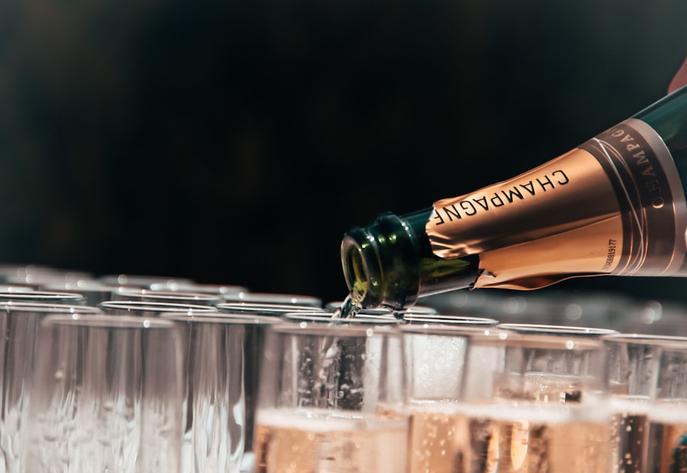 Champagne pouring on glass