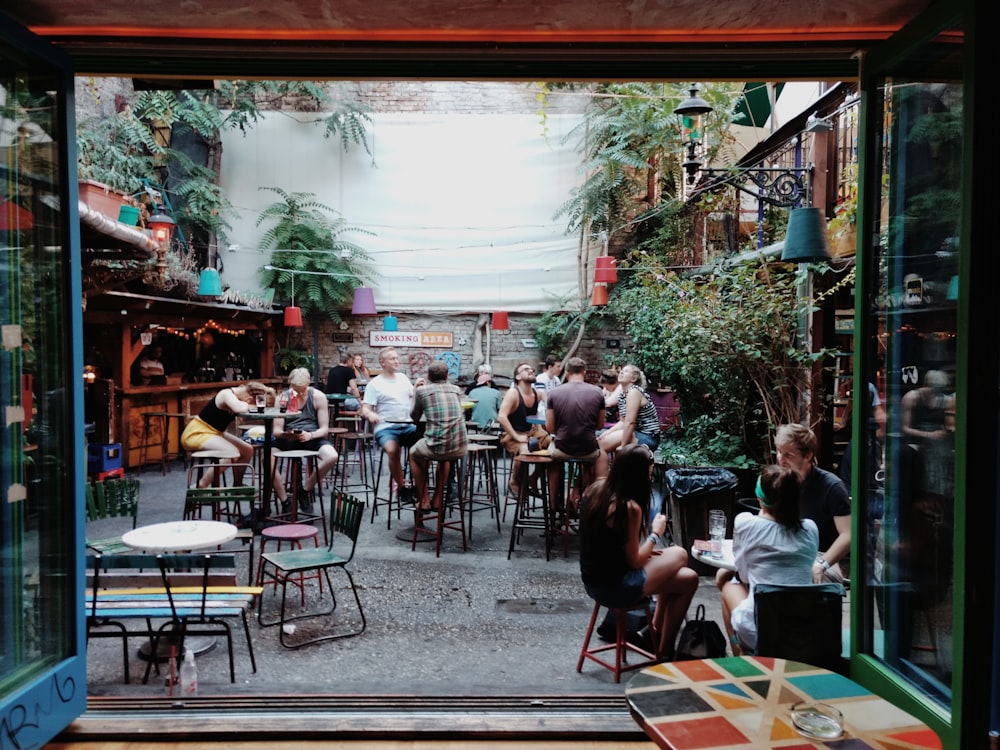 people sitting inside restaurant