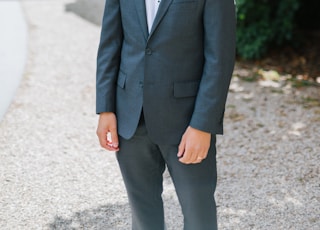 man wearing gray suit