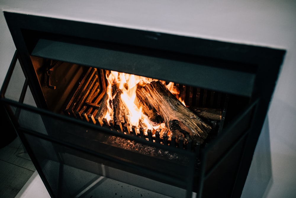 turned on electric fireplace