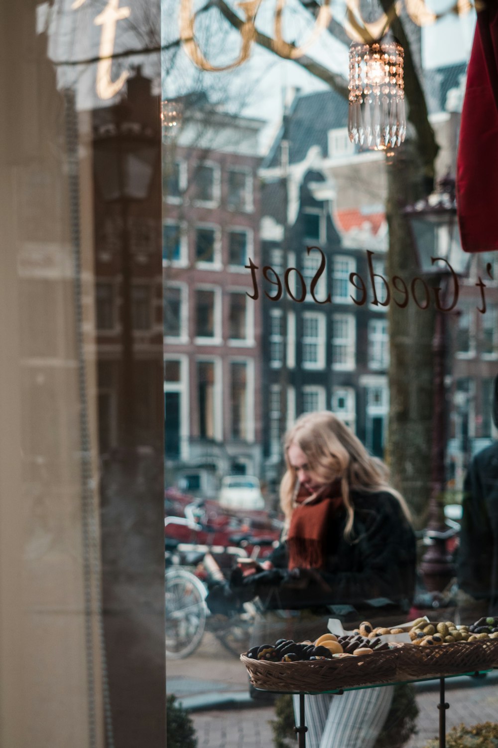 selective focus photography of woman walking on street