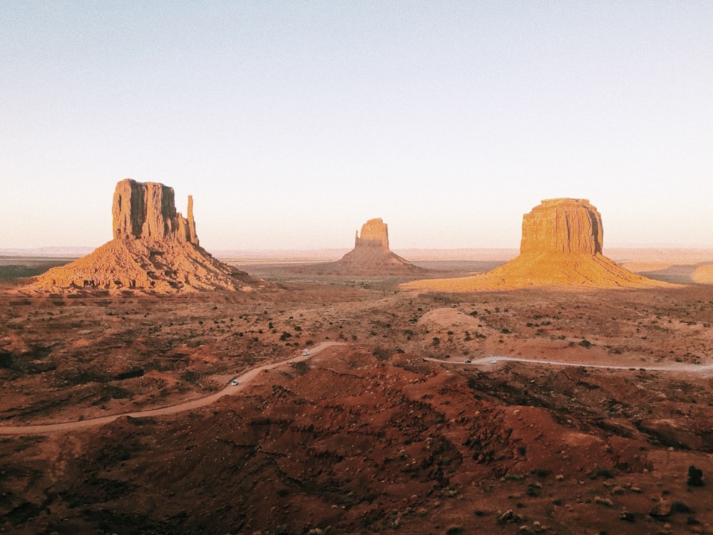 aerial view of brown canyon