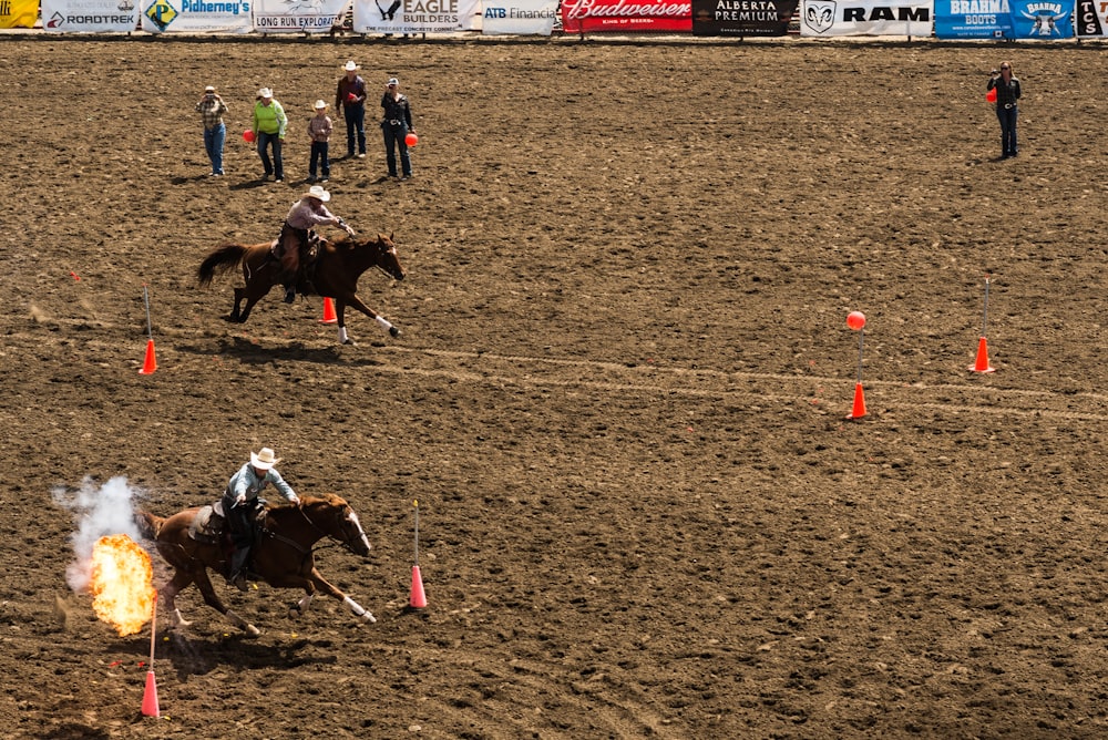 two men racing horseback riding