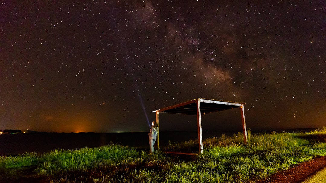 person standing beside pergolas