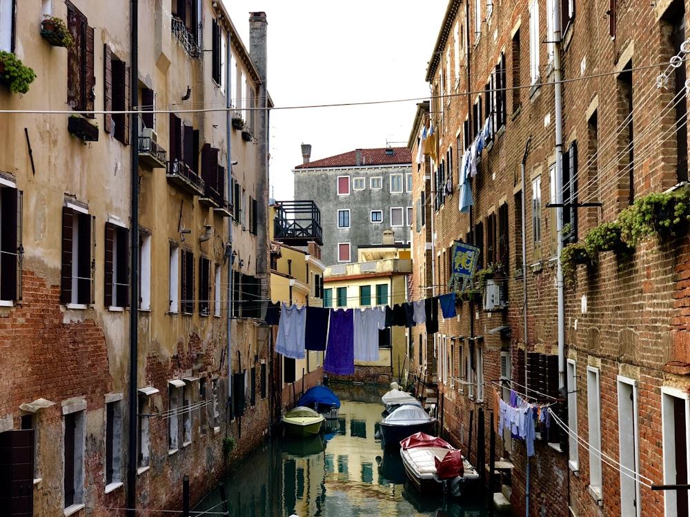 photo of canal between houses