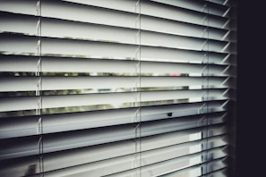 close view of white window blinds