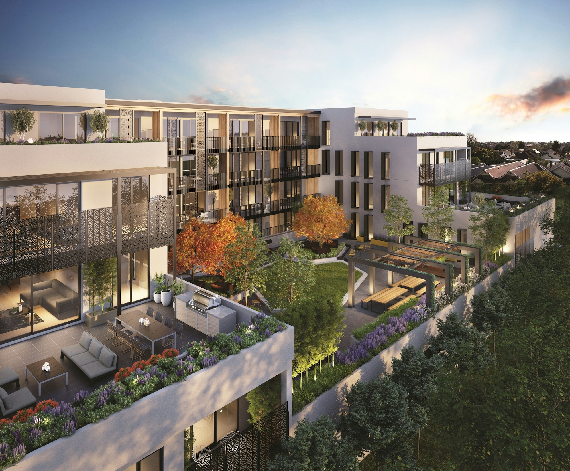 Modern multifamily apartment building