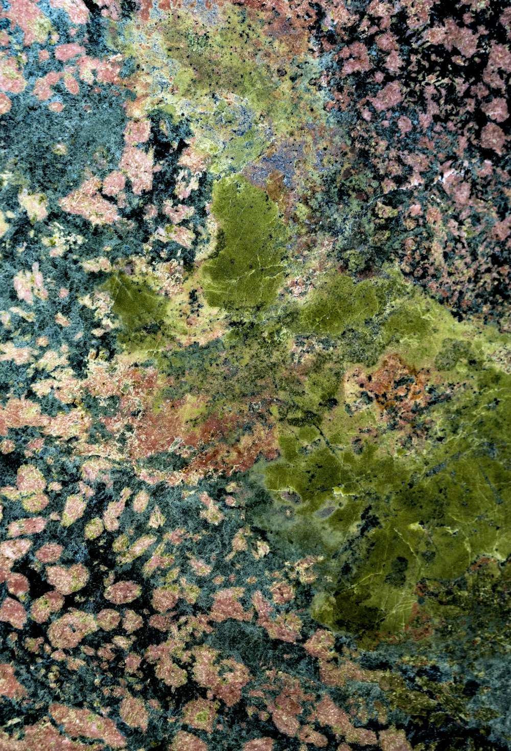 a close up of a green and pink substance