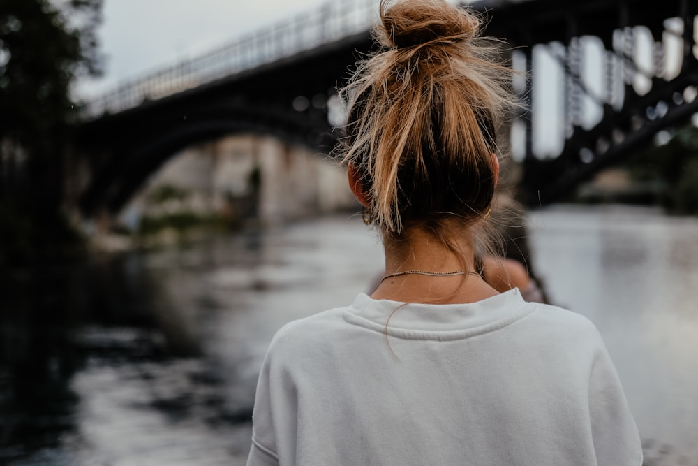 woman sight seeing on bridge