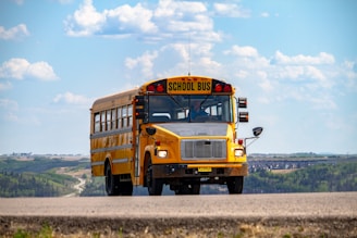 school bus on pathway