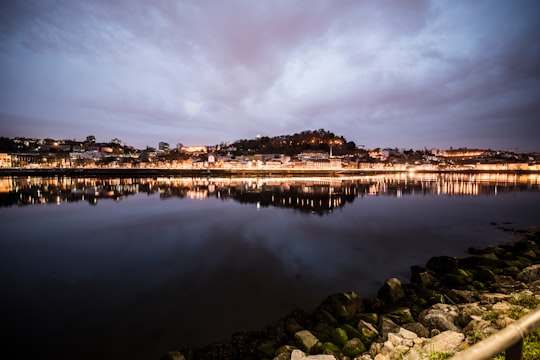 cityscape at night near body of water in Porto Portugal
