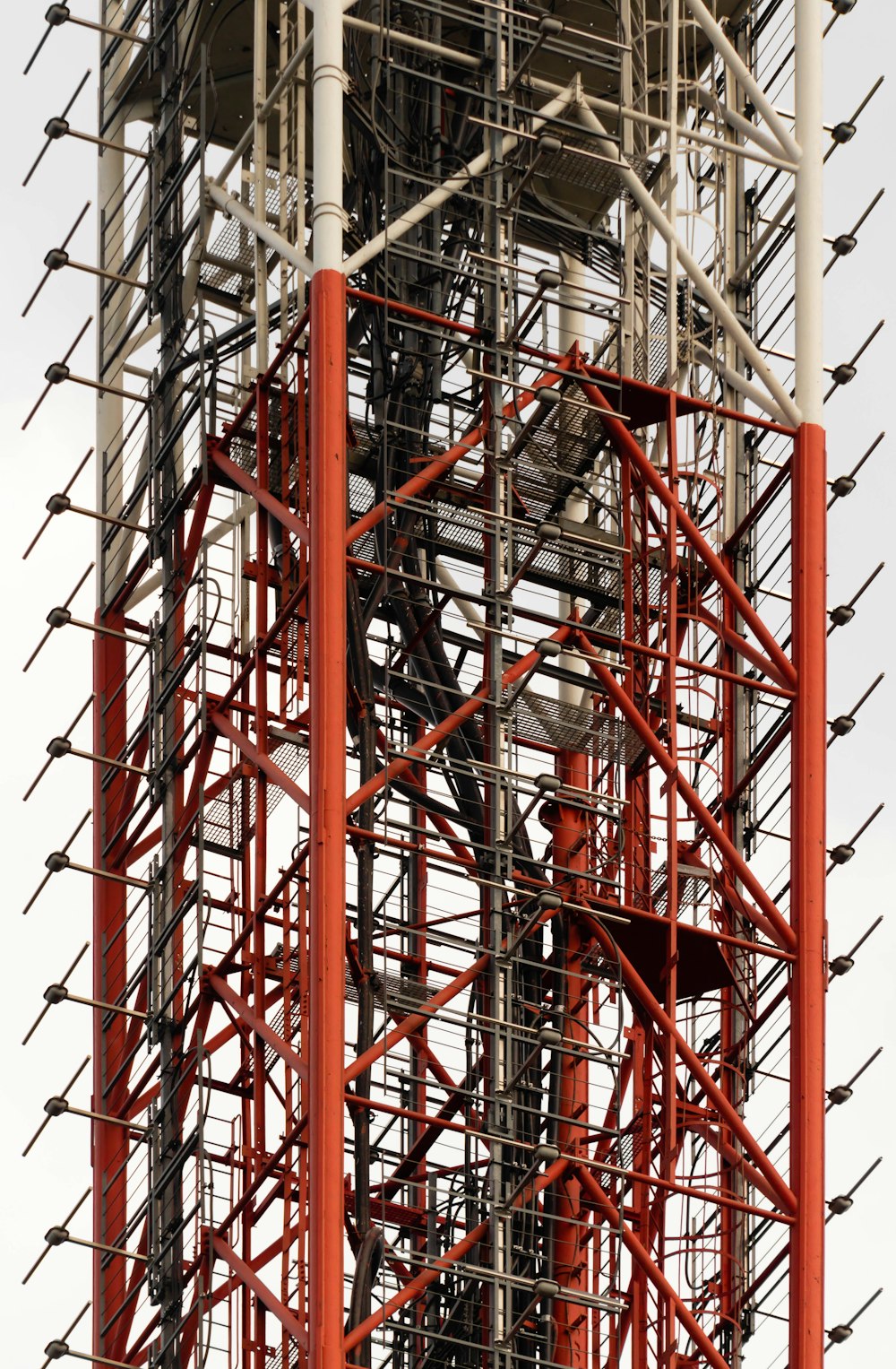 red and gray metal tower