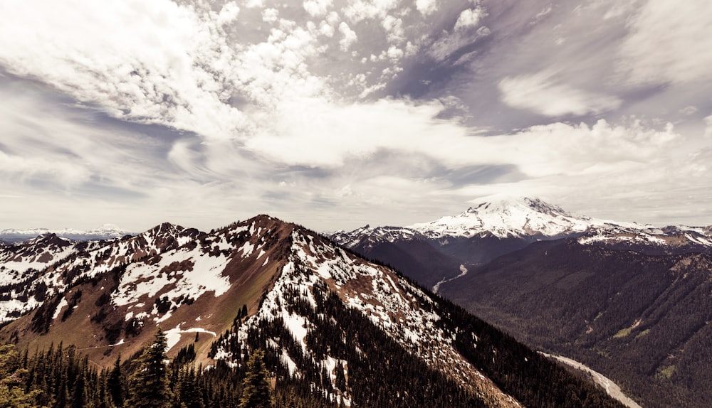 mountain coated with snow