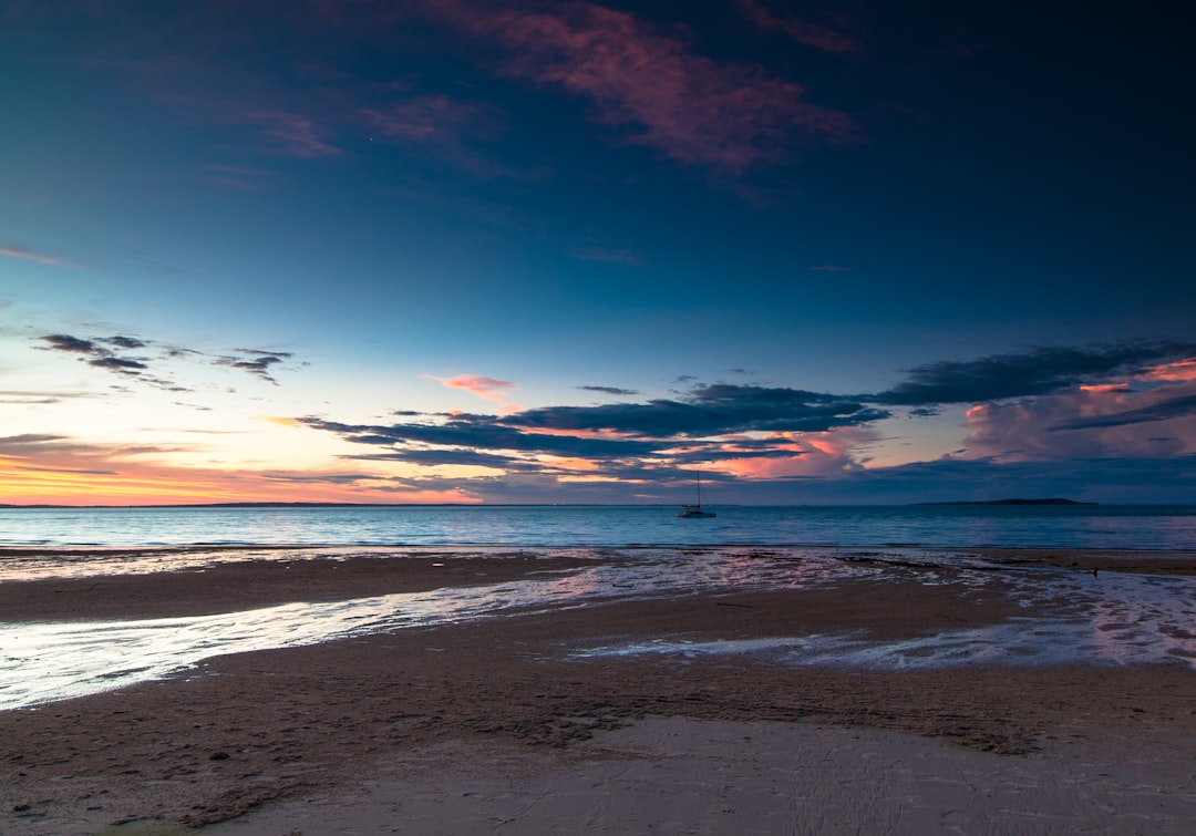 landscape of seashore during dusk