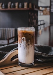highball glass filled with iced coffee