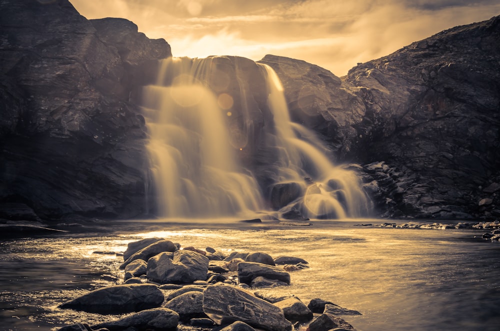 low angle of waterfalls