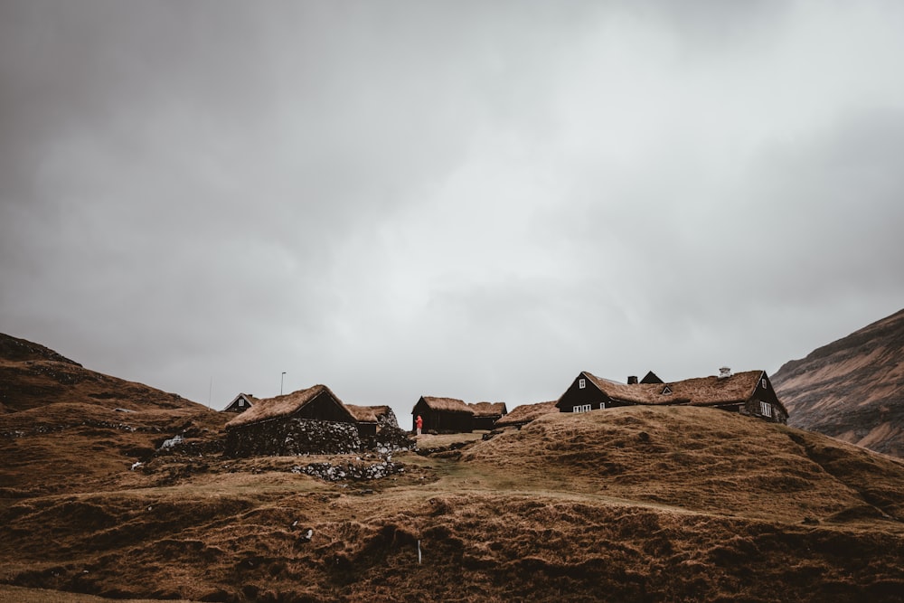 houses on brown mountain