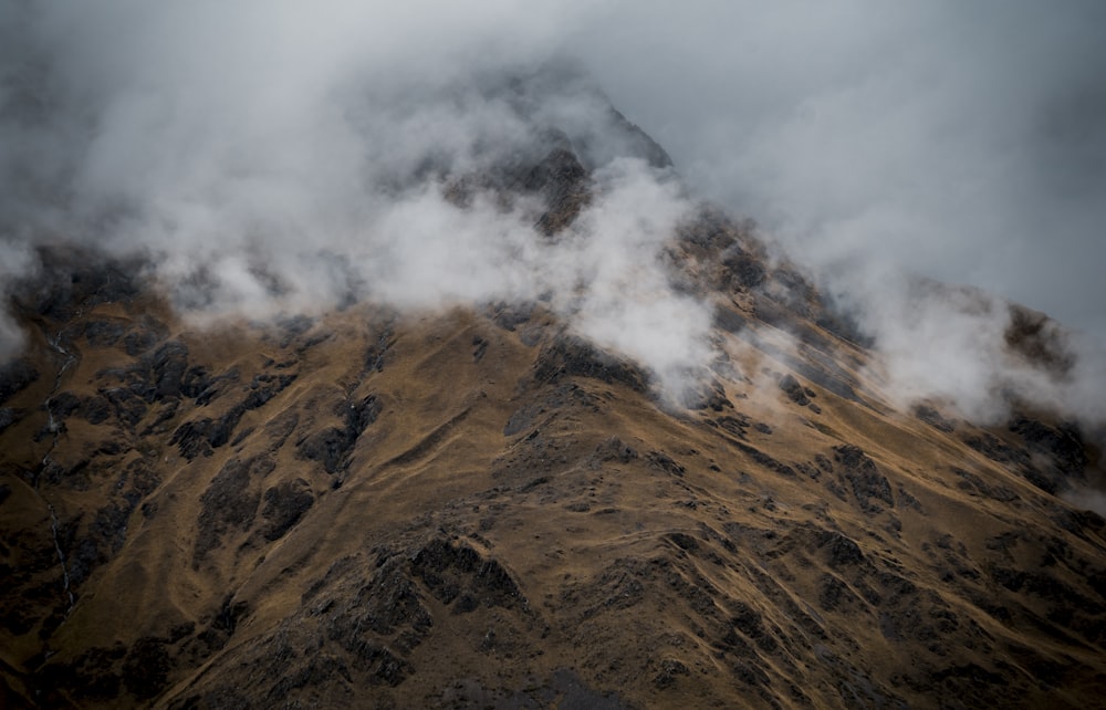 bird's-eye view photography of brown mountain