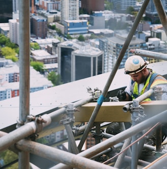 man doing welding on outdoors