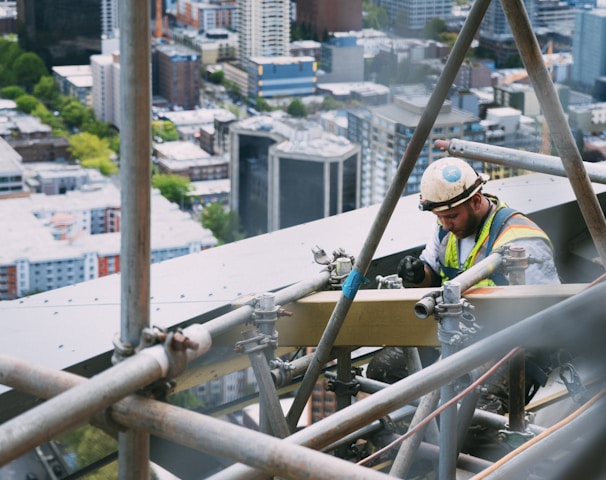 man doing welding on outdoors