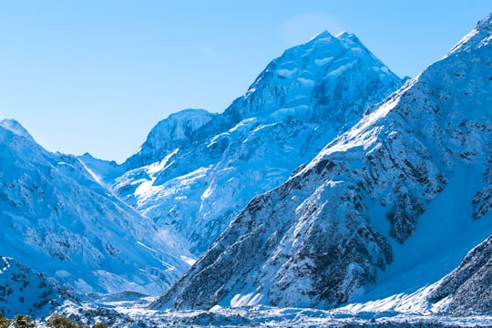 snowy mountain peak in Aoraki/Mount Cook New Zealand