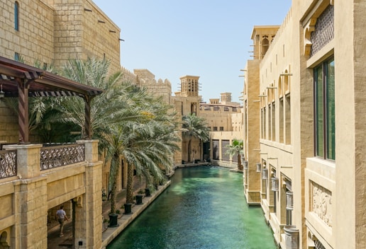 body of water near houses