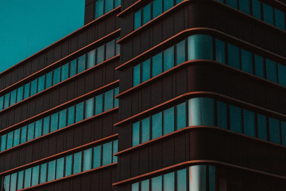 brown and blue concrete building