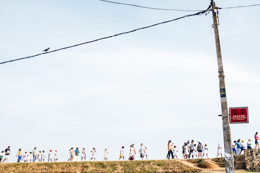 group of people marching outdoors