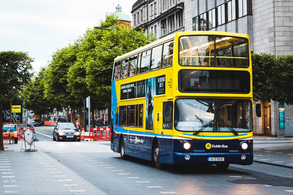 double-decker bus near building